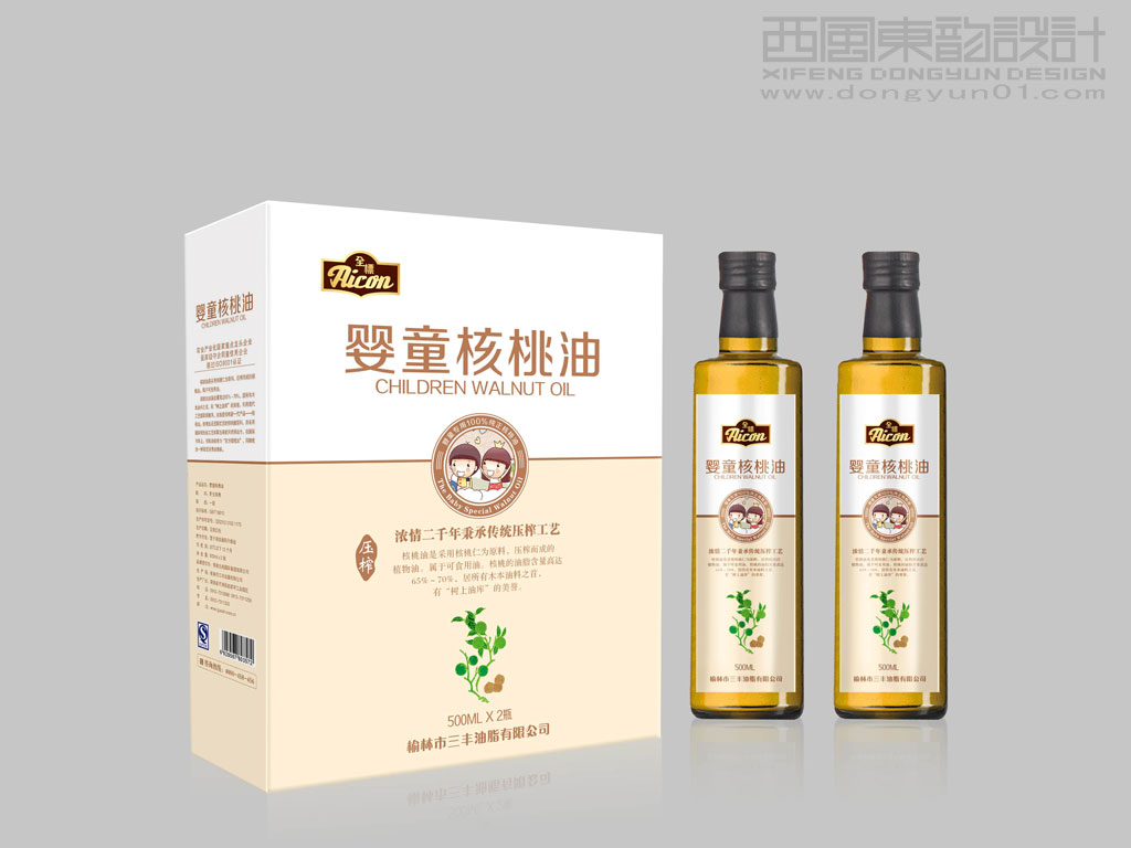 陜西三豐糧油有限公司全標(biāo)嬰童核桃油禮盒包裝設(shè)計