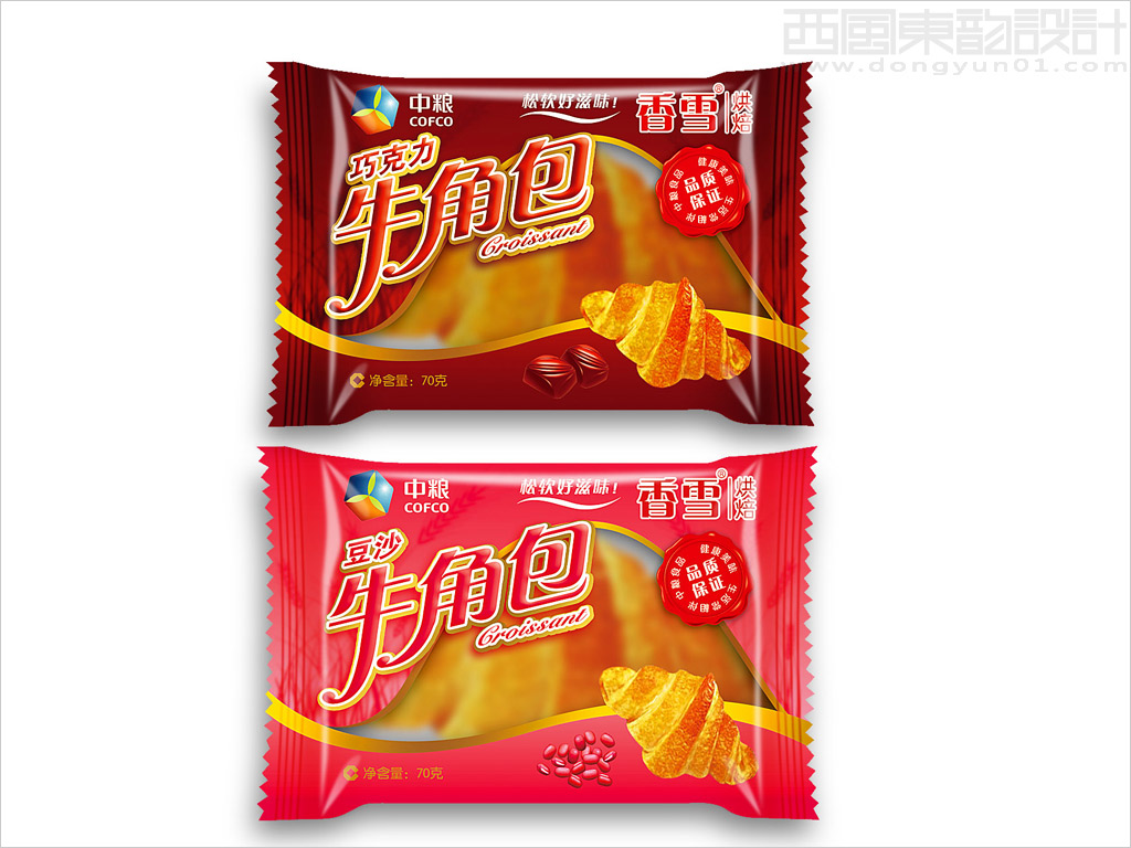 中糧香雪巧克力牛角包包裝設(shè)計(jì)、豆沙牛角包包裝設(shè)計(jì)