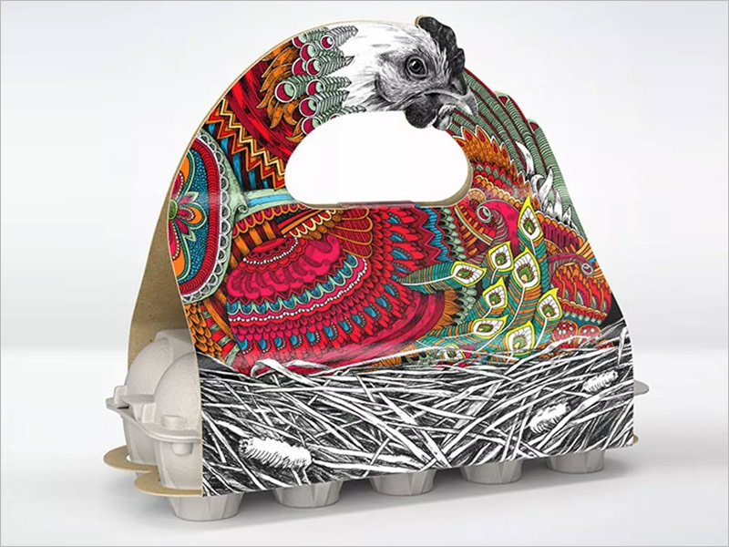 日本雞蛋紙盒包裝設(shè)計——手繪插畫母雞的造型！