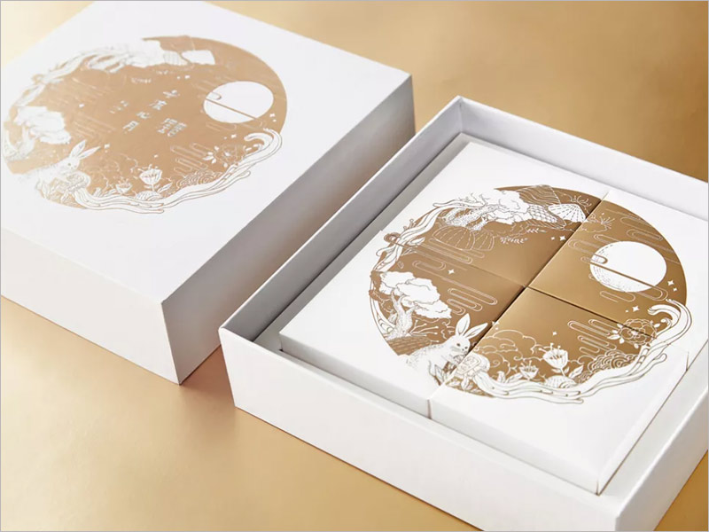 十渡心月月餅包裝設(shè)計，一個金色做出豐富完美的效果