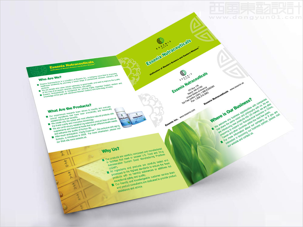 美國益正方圓生物科技有限公司產(chǎn)品兩折頁設(shè)計