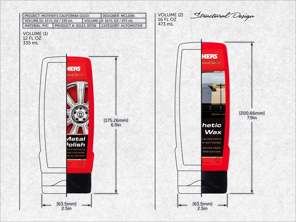 美國MOTHERS汽車美容護理產(chǎn)品包裝設計之結構圖設計