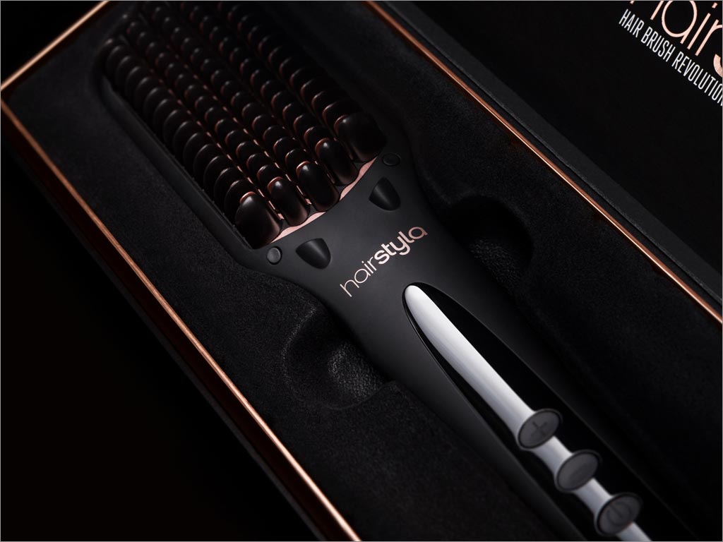 新西蘭Hairstyla陶瓷直發(fā)刷包裝盒設計之內部效果
