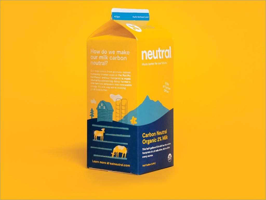 美國(guó)Neutral牛奶利樂磚包裝設(shè)計(jì)之側(cè)視圖