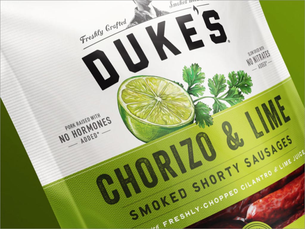 美國Duke煙熏檸檬辣香腸包裝設(shè)計(jì)之局部特寫
