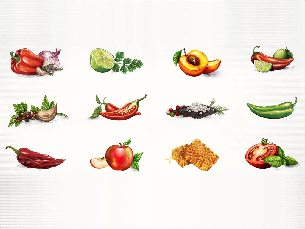 美國Duke煙熏香腸包裝設(shè)計(jì)之核心元素水果蔬菜插畫設(shè)計(jì)