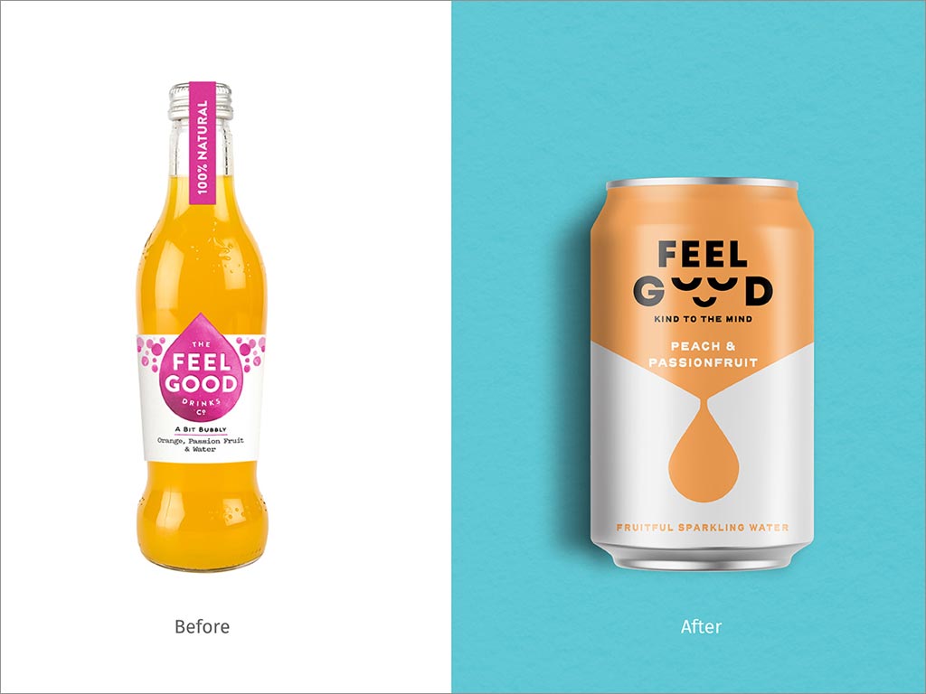 英國Feel Good蘇打水包裝設(shè)計(jì)之新舊設(shè)計(jì)方案對(duì)比