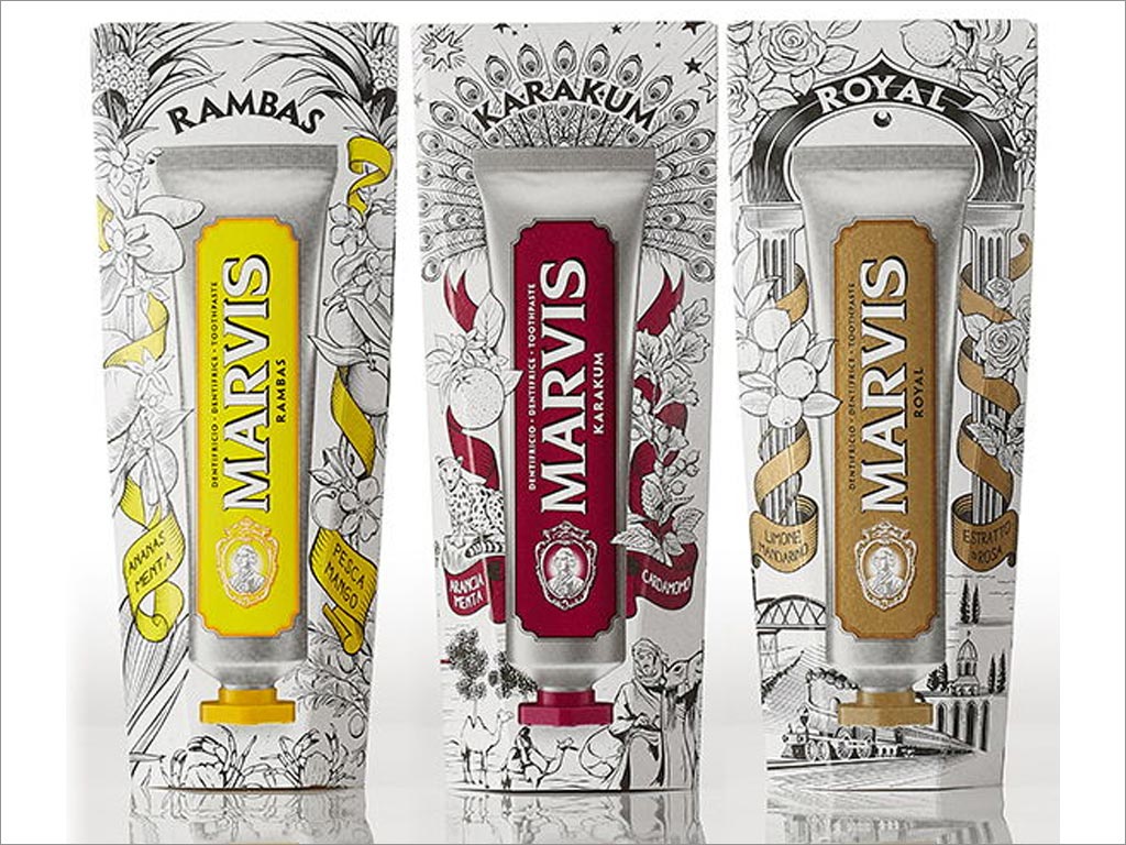 復(fù)古風(fēng)格的意大利Marvis牙膏包裝設(shè)計