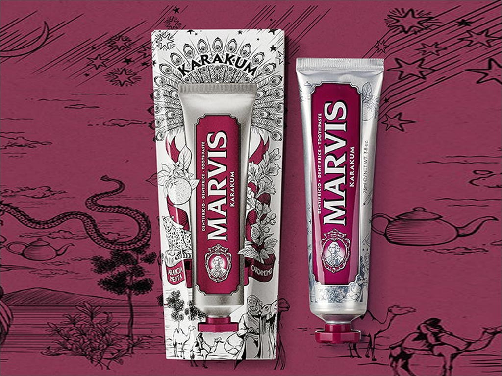 復(fù)古風(fēng)格的意大利Marvis甘草薄荷牙膏包裝設(shè)計