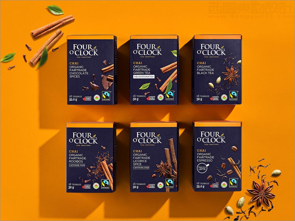 加拿大Four O'Clock有機茶飲品包裝盒設(shè)計