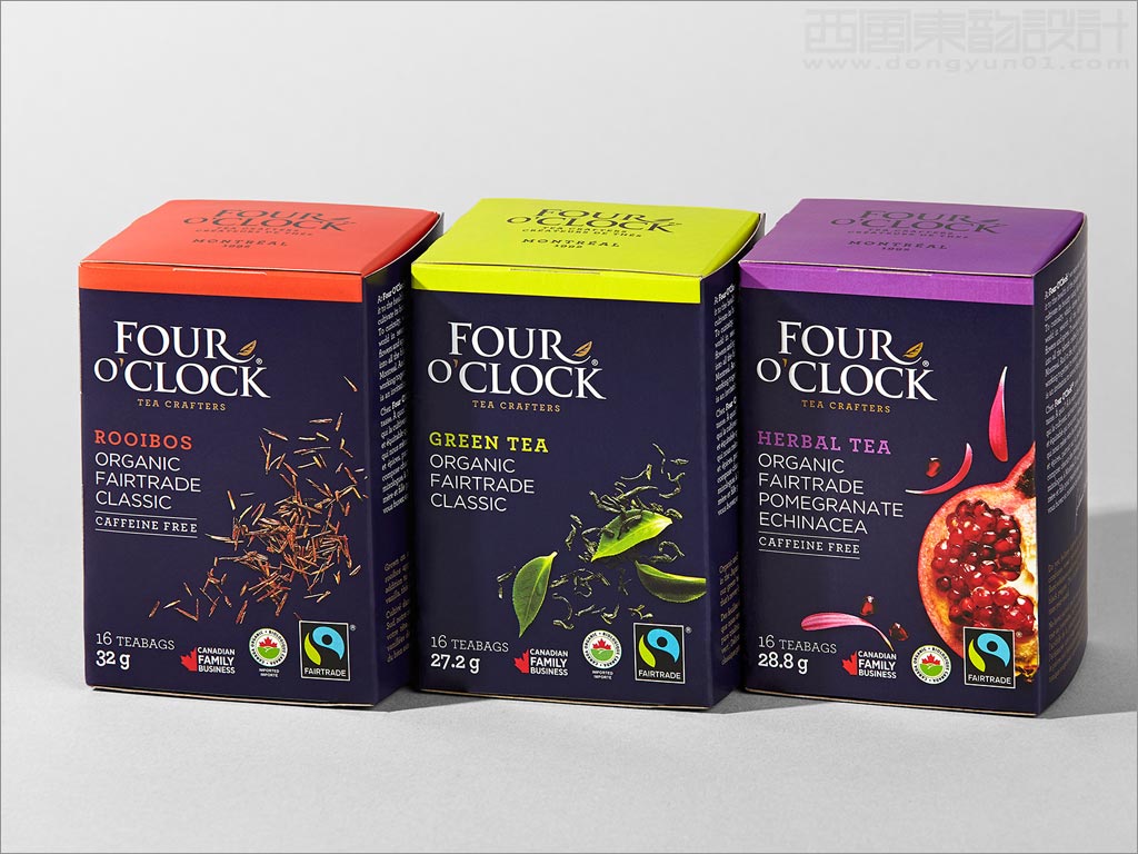 加拿大Four O'Clock有機茶飲品包裝盒設(shè)計