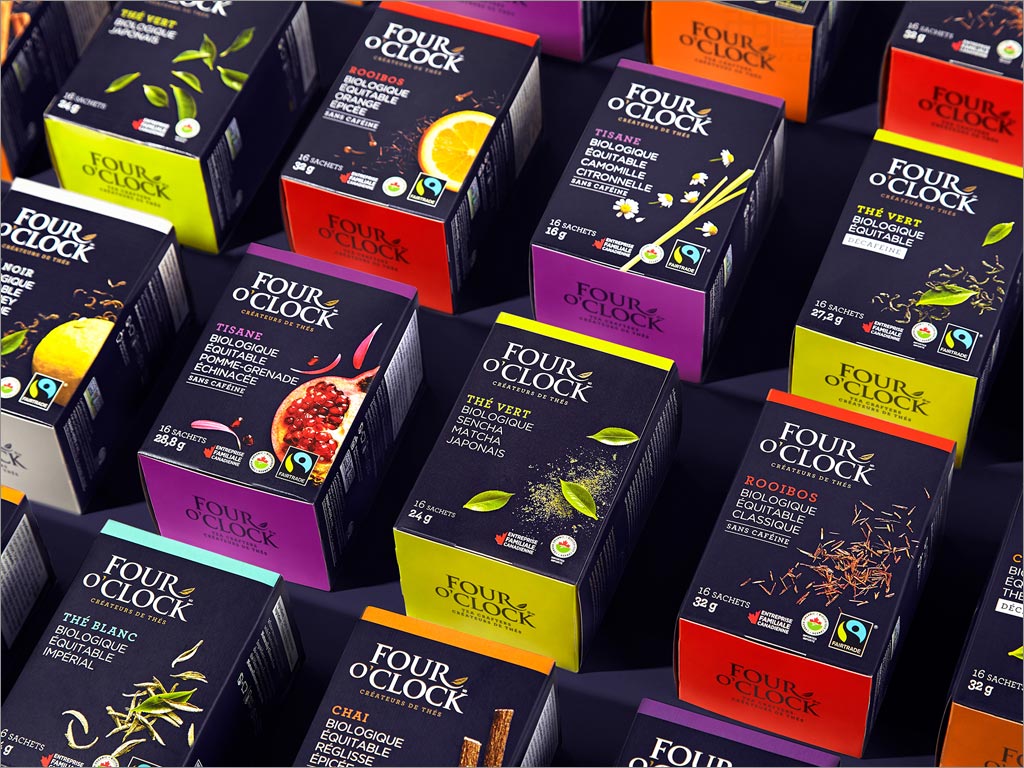 加拿大Four O'Clock有機茶飲品包裝盒設(shè)計