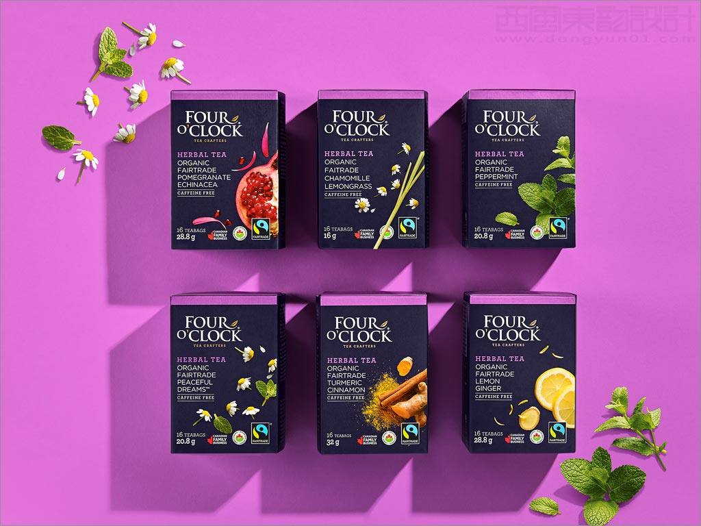 加拿大Four O'Clock有機茶飲品包裝盒設(shè)計
