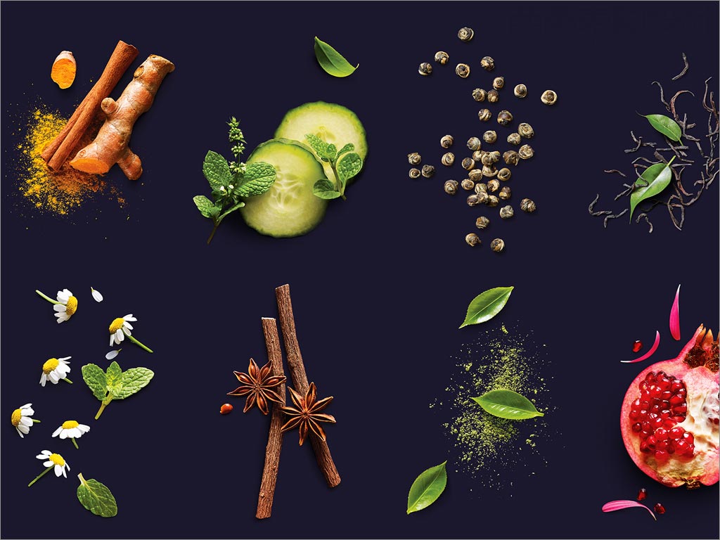 加拿大Four O'Clock有機茶飲品包裝盒設(shè)計之原料攝影圖片