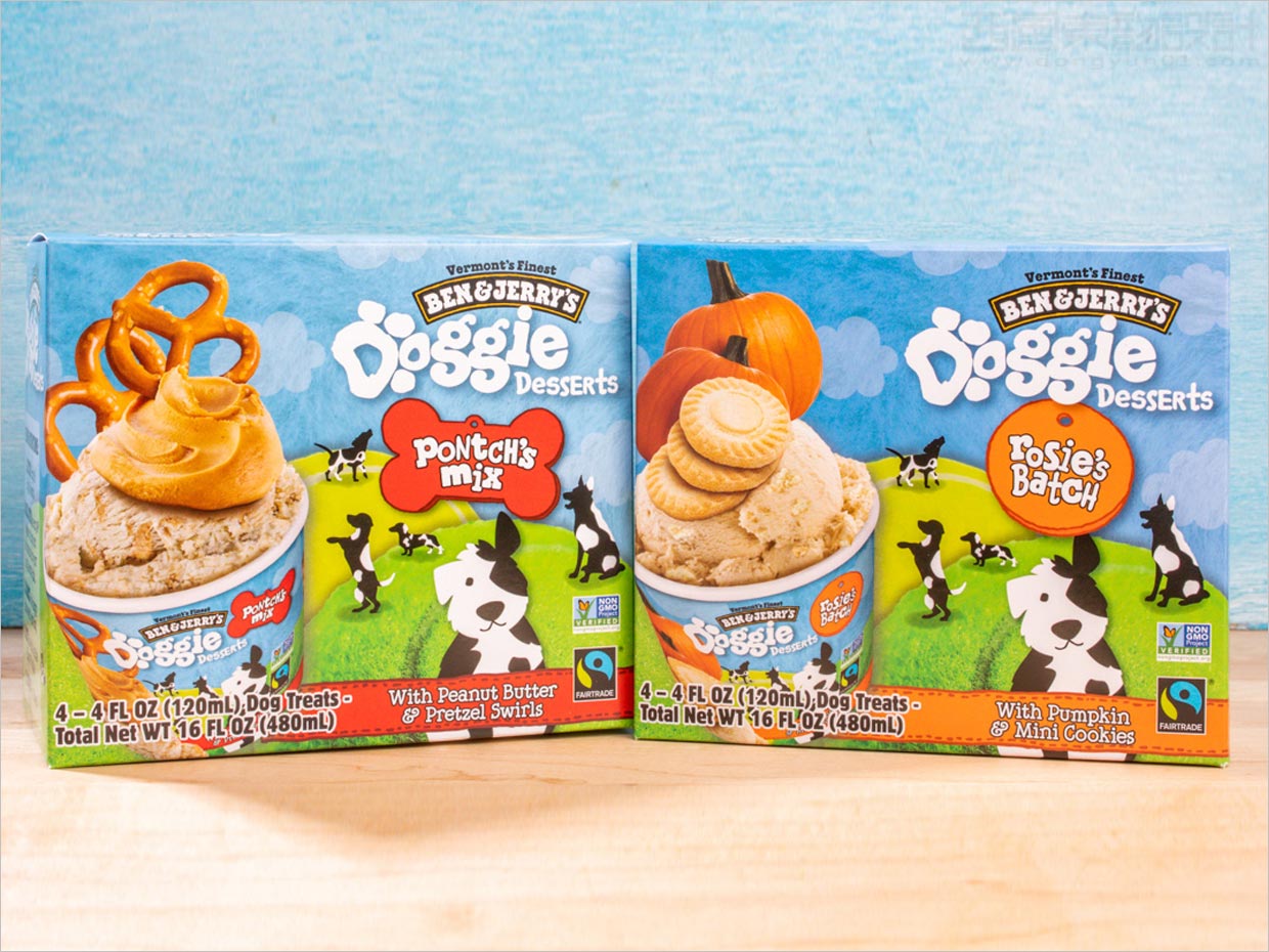 美國Doggie Desserts寵物狗冰淇淋食品包裝盒設(shè)計(jì)